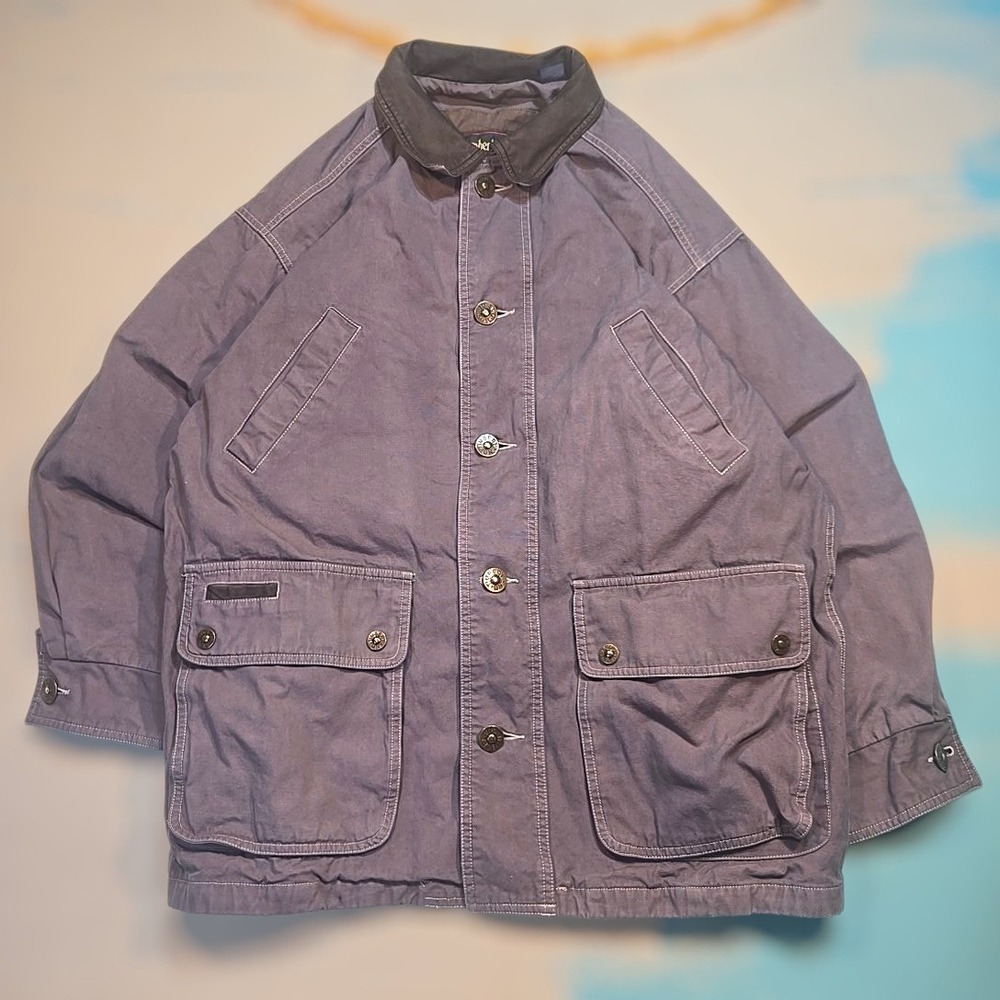 VTG Timberland M Chore Coat Workwear Barn Fits XL Weather Gear Purple Canvas 90s